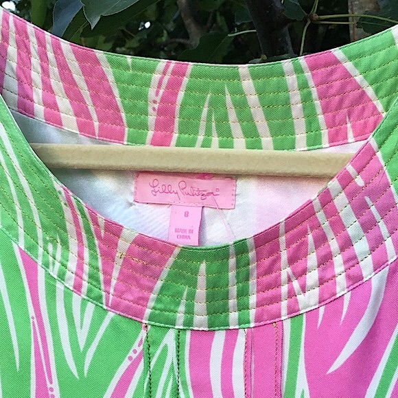 Lilly Pulitzer Faille Silk Pink/Lime Sheath Dress - Picture 4 of 12